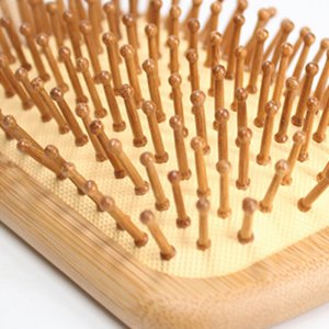 Wood Paddle hairbrush closeup