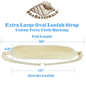 Large Oblong Loofah Back Scrubber and Shower Strap